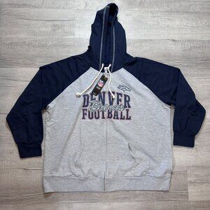 Majestic NFL Women's Fan Fashion Denver Broncos Zip-Up Hooded Sweatshirt Sz 1XL